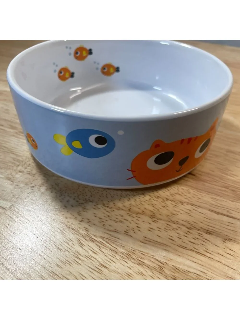 Whisker City Ceramic Cat Feeding Bowl Water Dish Kitty Fish Cute Colorful Blue